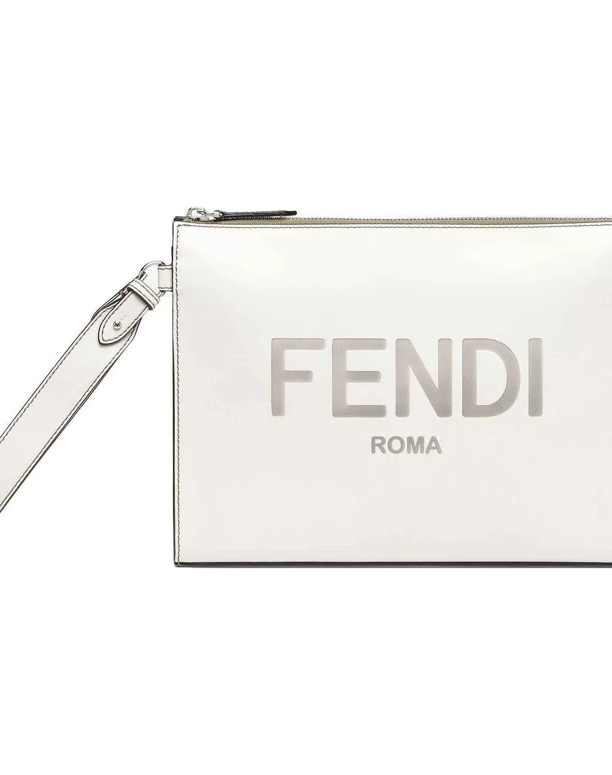 FENDI Calfskin Wrist Bags Clutches Light Gray