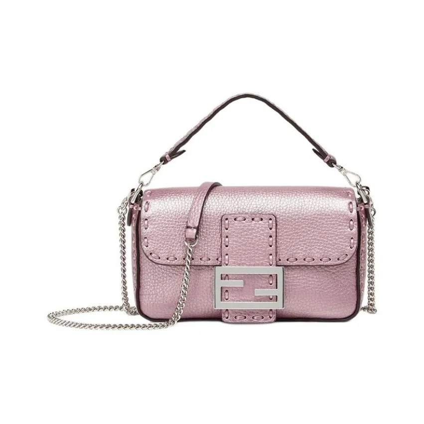 FENDI Calfskin Shoulder Bag Pink