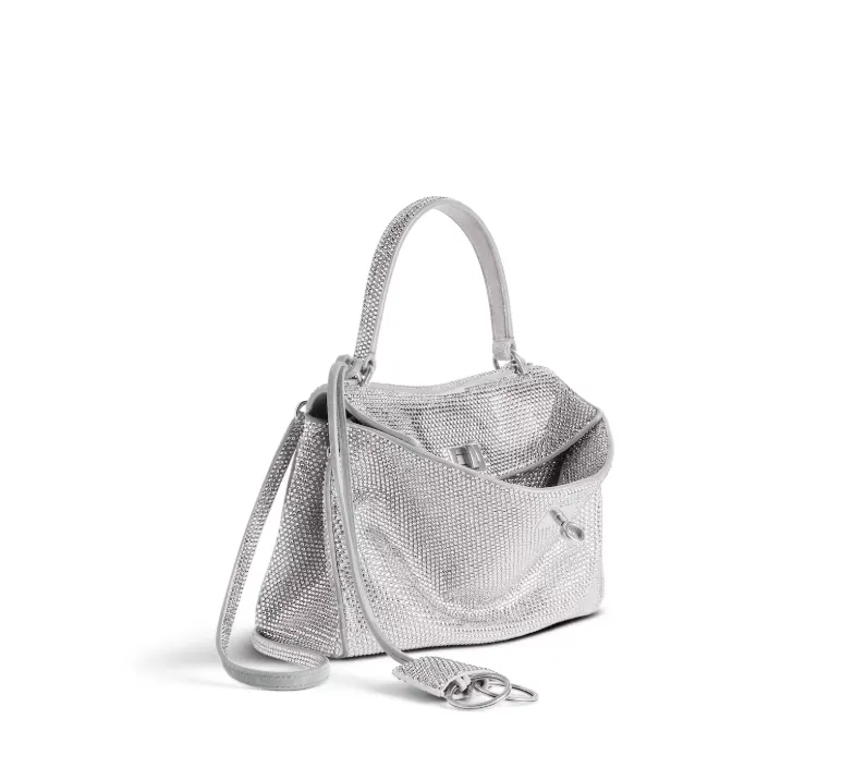 BALENCIAGA Rodeo Mini Handbag With Rhinestones in Smoke Grey