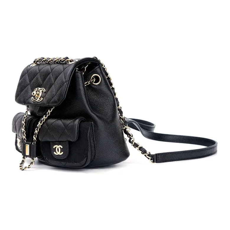 CHANEL Grained Embossed Cow Leather Black