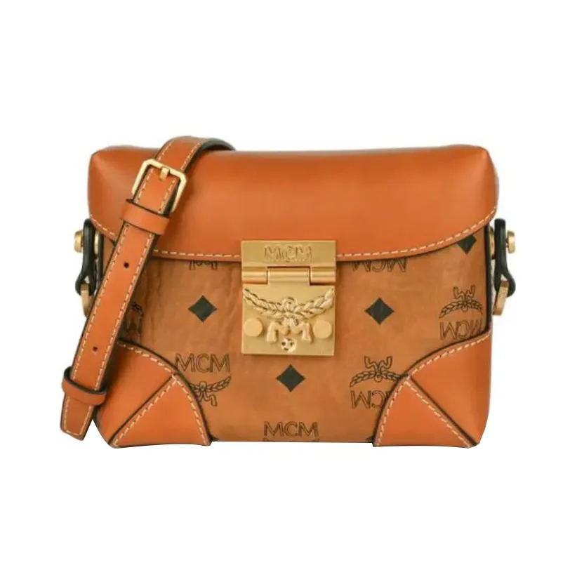 MCM Cow Leather Fanny Pack Brown Cognac