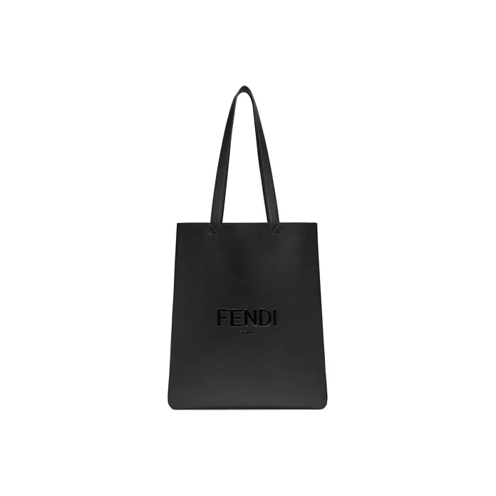 FENDI Calfskin With Polyester Handbag Black