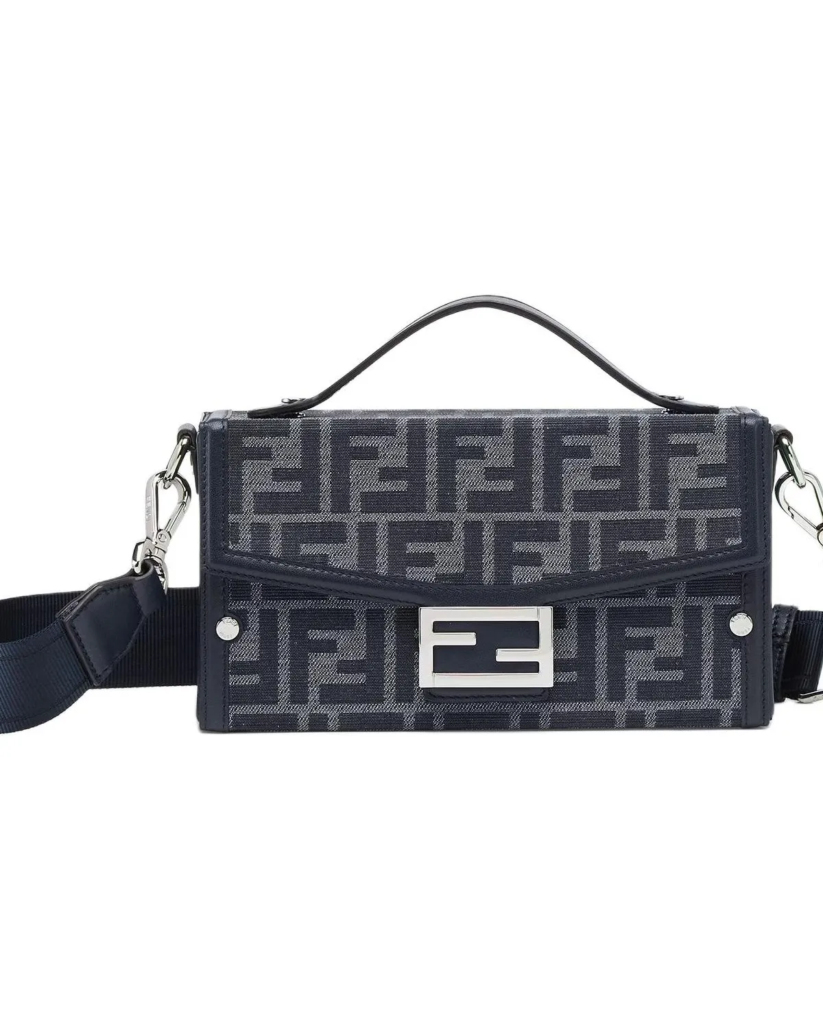 FENDI BaguetteTrunk Polyester Crossbody One Shoulder Handbags Men's Blue