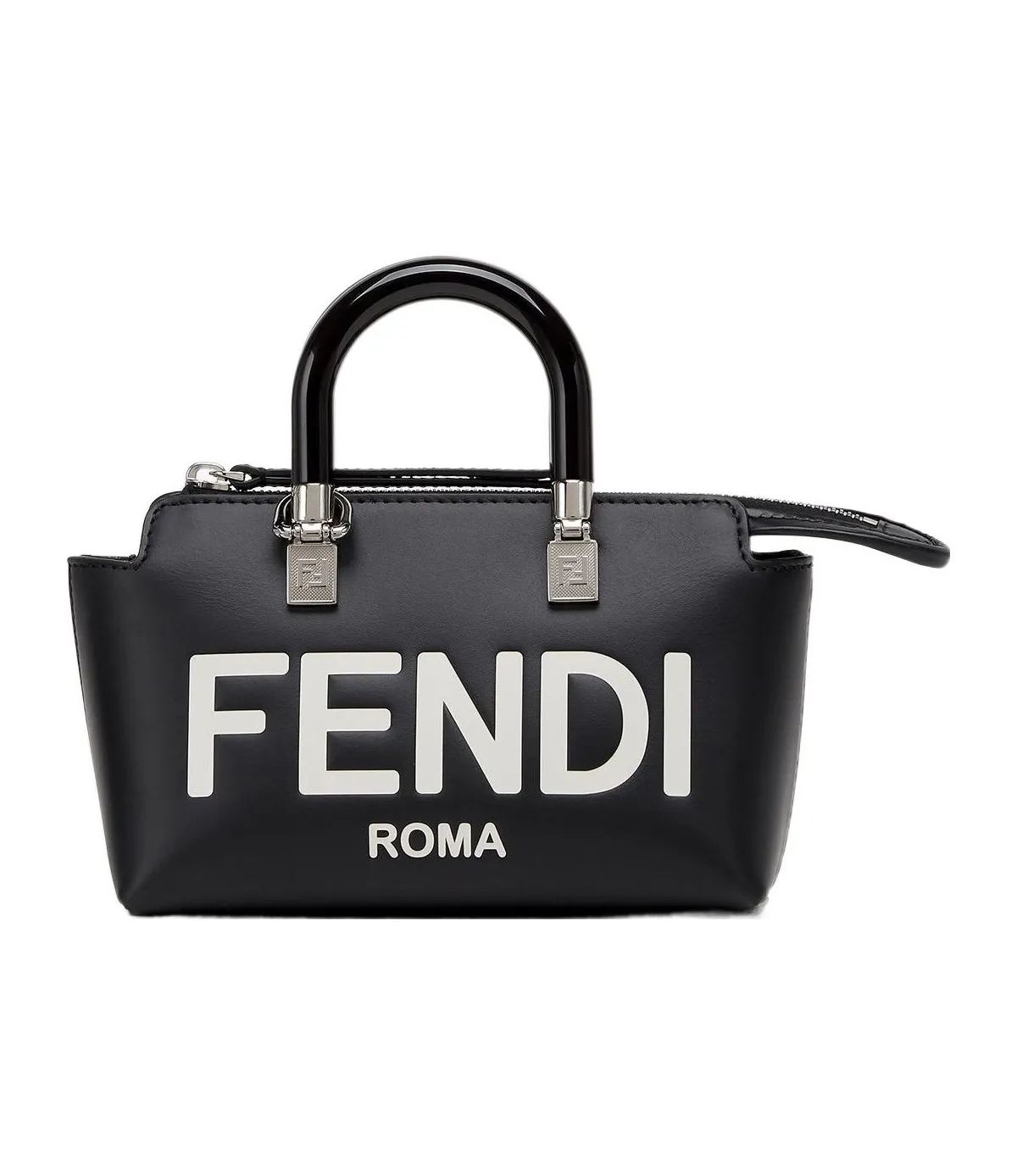 FENDI Calfskin Boston Bag Black