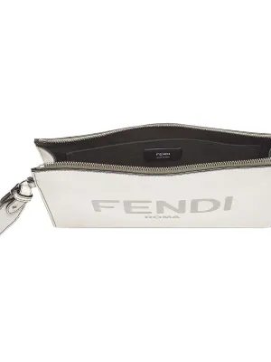 FENDI Calfskin Wrist Bags Clutches Light Gray