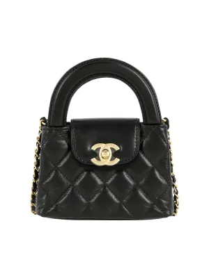 CHANEL Cow Leather Clutch One Black