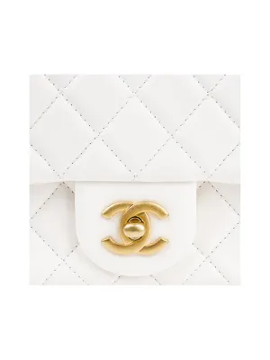 CHANEL Little Golden Ball Sheepskin Chain White