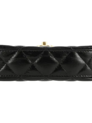 CHANEL Cow Leather Clutch One Black