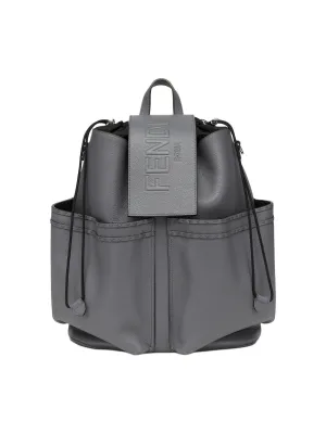 FENDI Calfskin Backpack Gray