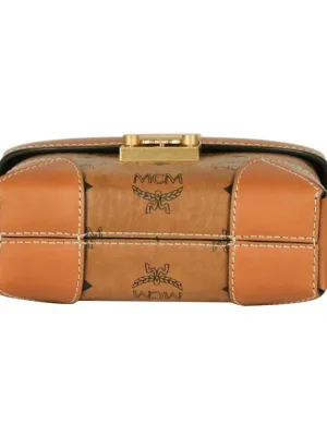 MCM Cow Leather Fanny Pack Brown Cognac