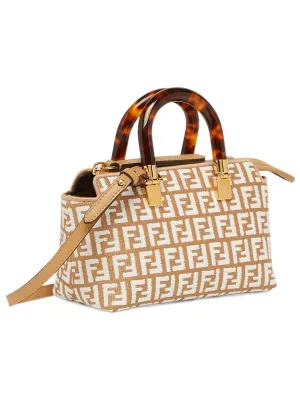 FENDI By The Way Mini Boston Bag Handbag Women's Brown White