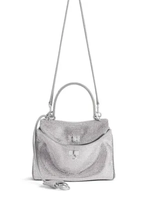 BALENCIAGA Rodeo Mini Handbag With Rhinestones in Smoke Grey