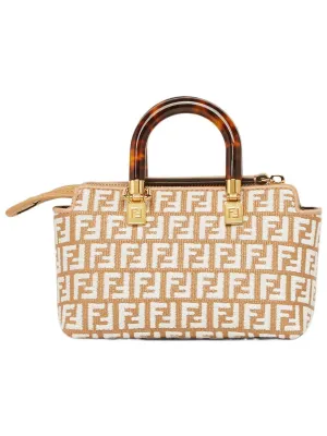 FENDI By The Way Mini Boston Bag Handbag Women's Brown White