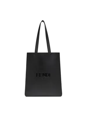 FENDI Calfskin With Polyester Handbag Black
