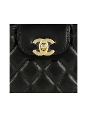 CHANEL Cow Leather Clutch One Black