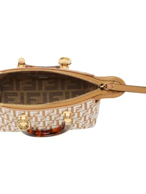 FENDI By The Way Mini Boston Bag Handbag Women's Brown White