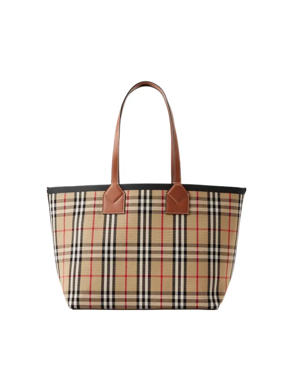 Product Burberry Cotton Canvas With Calfskin Tote Bag Shopping Bag Photinia Brown Black Image