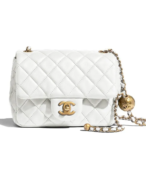 Product CHANEL Little Golden Ball Sheepskin Chain White Image