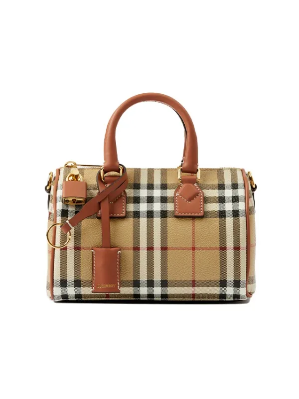 Product Burberry Check Mini Bowling Bag Archive Beige Briar Brown Image