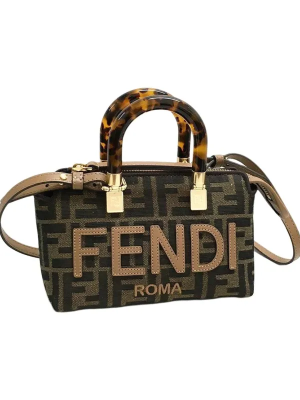 Product FENDI Cow Leather Boston Bag Handbag Brown Image