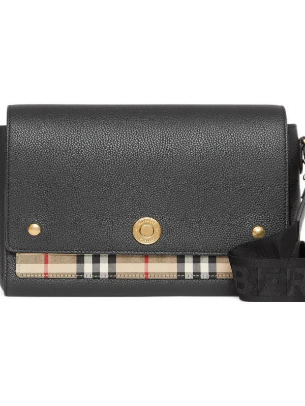 Product Burberry NoteVintage Plaid Patchwork Leather Unisex Black Image