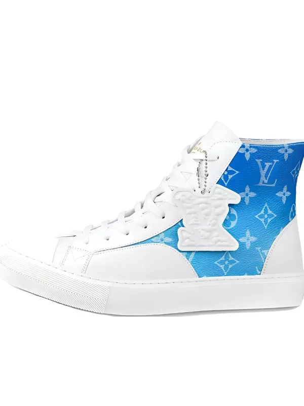 Product LOUIS VUITTON Tattoo Ankle Sneakers 'White With Blue Monogram' Image