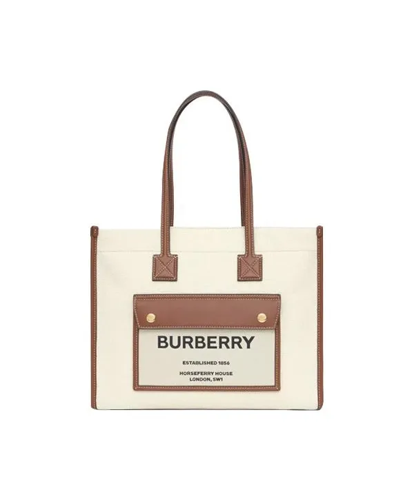 Product Burberry Freya Cotton With Calfskin Tote Bag Image