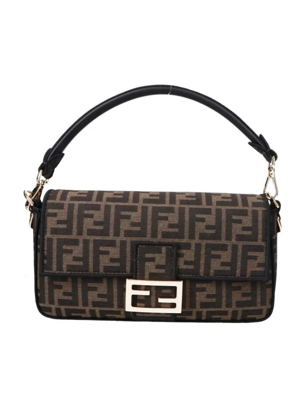 Product FENDI Baguette Fabric Baguette Bag Handbag Shoulder Bag Crossbody Bag Medium Size Women's Brown Image