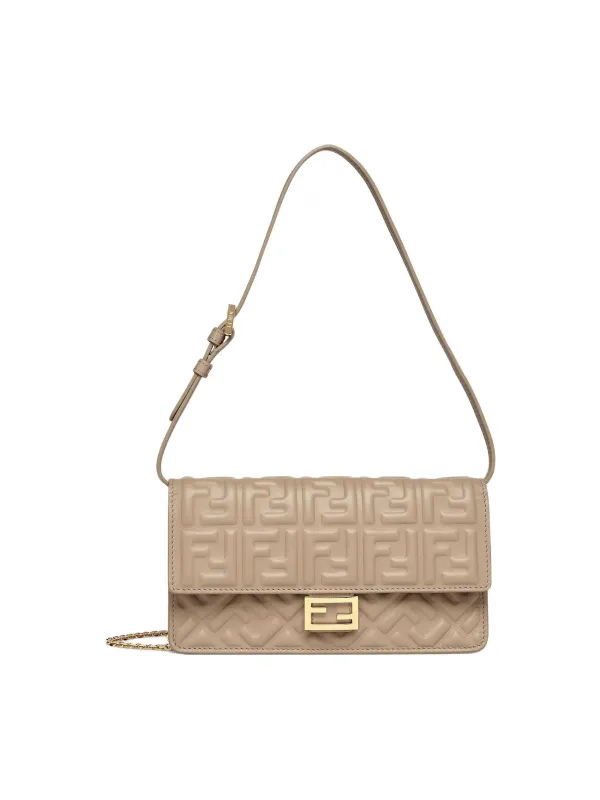 Product FENDI Baguette Nappa Leather Wallet Crossbody Bag Shoulder Bag Women's Dove Gray Image