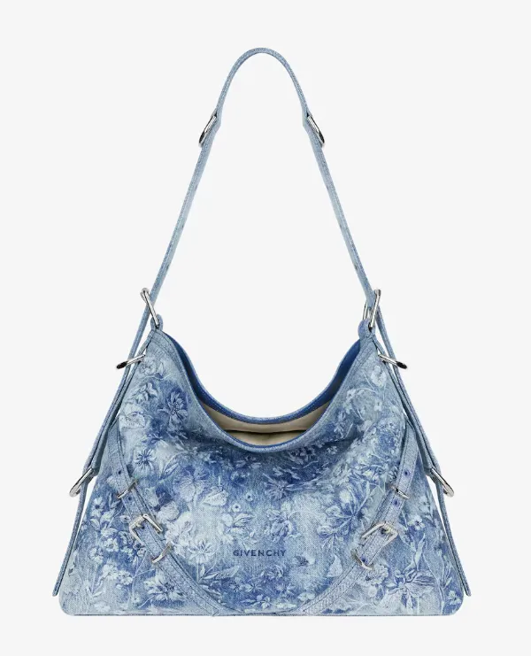 Product GIVENCHY Medium Voyou bag in washed embroidered denim Image