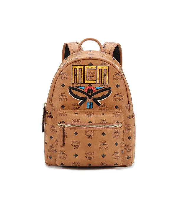 Product MCM Stark Visetos Artificial Leather Backpack Regular Brown Cognac Image