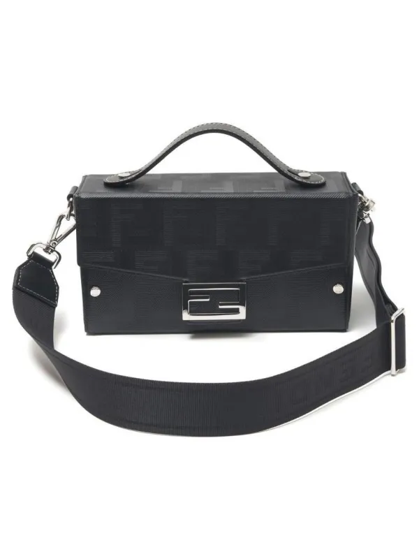 Product FENDI BaguetteTrunk Calfskin Shoulder Bag Black Image