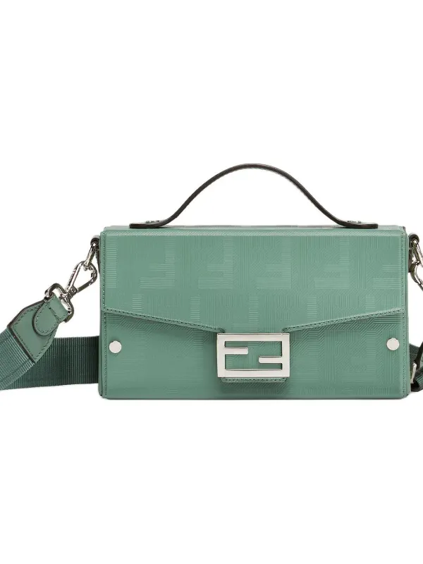 Product FENDI BaguetteTrunk Calfskin Shoulder Bag Crossbody Bag Handbag Men's Green Image
