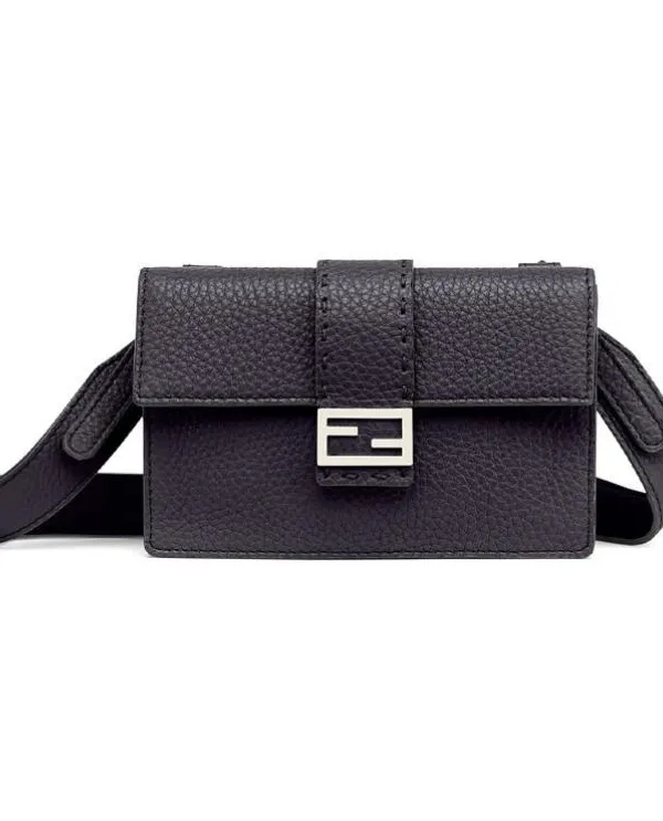 Product FENDI Baguette Leather Baguette Bag Clutches Crossbody Bag Shoulder Bag Men's Black Image
