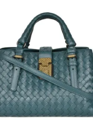 Bottega Veneta Dark Green Intrecciadto Leather