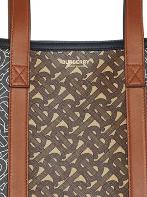Burberry Monogram Stripe E-Canvas Tote Bag