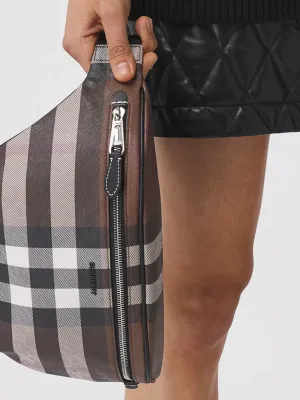 Burberry Canvas One Shoulder Crossbody Bag Dark Birch Brown
