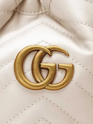 GUCCI White Leather Marmont mini