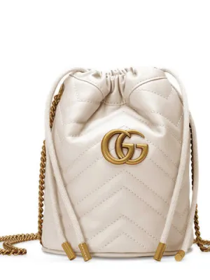 GUCCI White Leather Marmont mini
