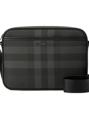 Burberry Calfskin Embellishment Shoulder Bag Charcoal Black