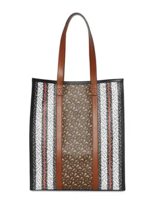 Burberry Monogram Stripe E-Canvas Tote Bag