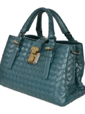 Bottega Veneta Dark Green Intrecciadto Leather