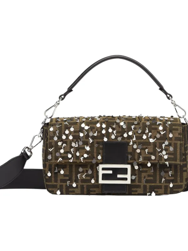 Product FENDI Baguette Calfskin With Spandex And Cotton Shoulder Bag Crossbody Bag Handbag Regular Men's Brown Image