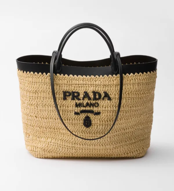 Product Prada Medium crochet and leather tote bag Image