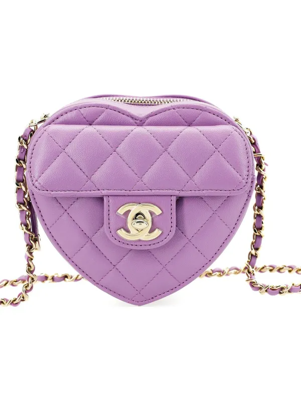 Product CHANEL Sheepskin Heart Shaped Regular Women's Purple Pink Image