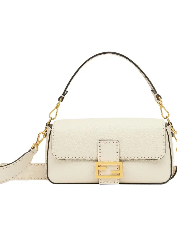 Product FENDI Baguette Calfskin Portable Crossbody Bag Shoulder Bag Medium Size Women's Camellia White Image