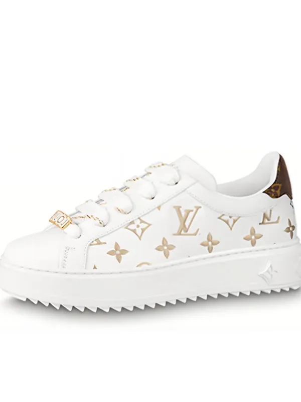 Product LOUIS VUITTON Time Out Sneakers 'White With Gold Monogram' Image