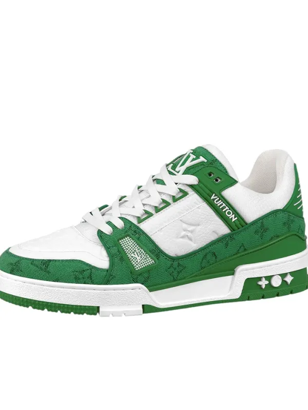 Product LOUIS VUITTON Trainer Green Monogram Denim White Image