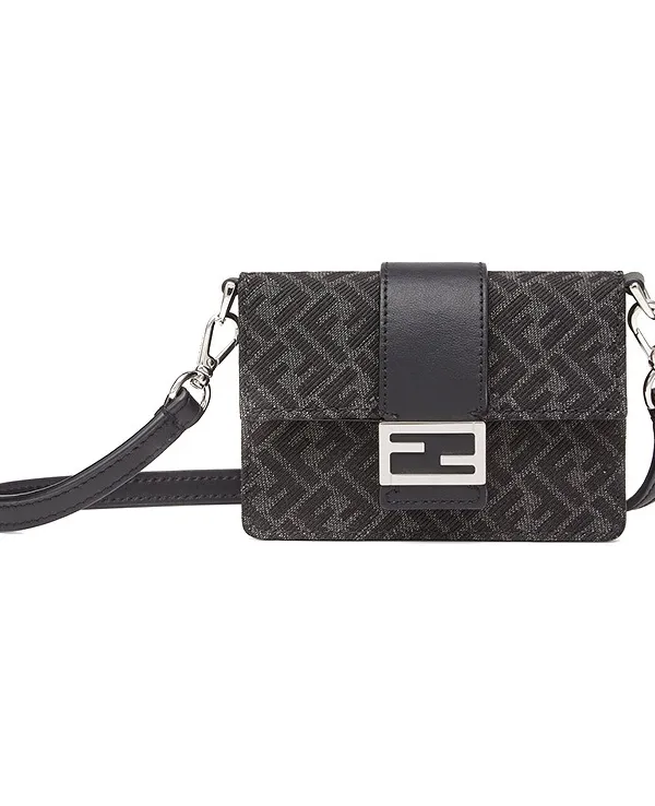 Product FENDI Baguette Cow Leather Baguette Bag Shoulder Bag Crossbody Bag Mini Men's Gray Image